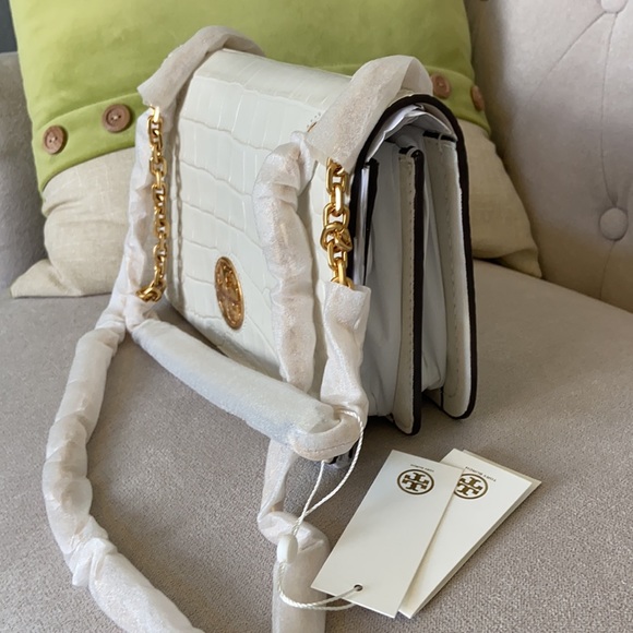 NWT Tory Burch Croc Embossed Convertible Bag - Picture 5 of 9